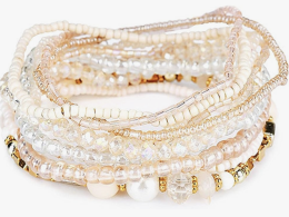 Crystal Beaded Stackable Bracelets Handmade Colorful Crystal Pearl Seed Beads Bracelets for Women Jewelry